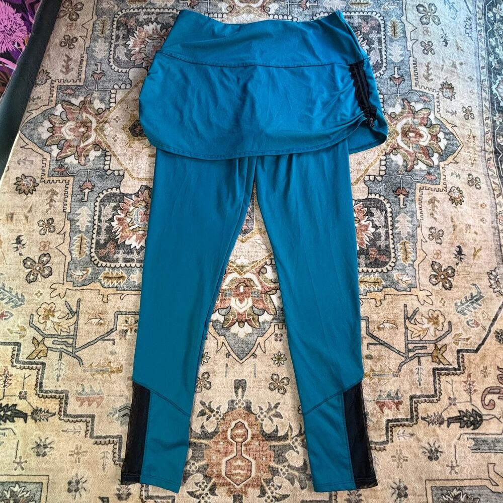 Lucky In Love Teal Colorful Tennis Skort Leggings Skirt pickleball athletic M